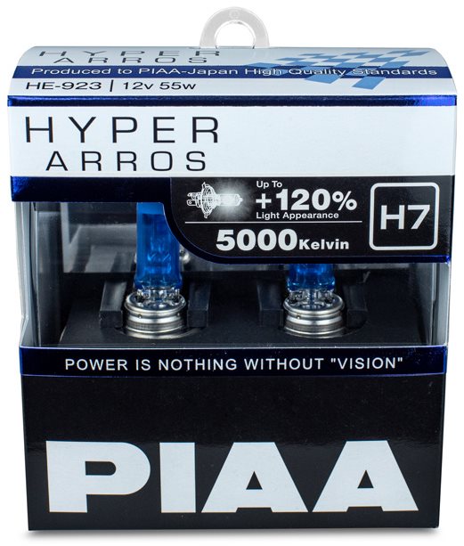 PIAA Hyper Arros 5000K H7 + 120% ragyogó fehér fény, 5000K színhőmérséklet, 2 db