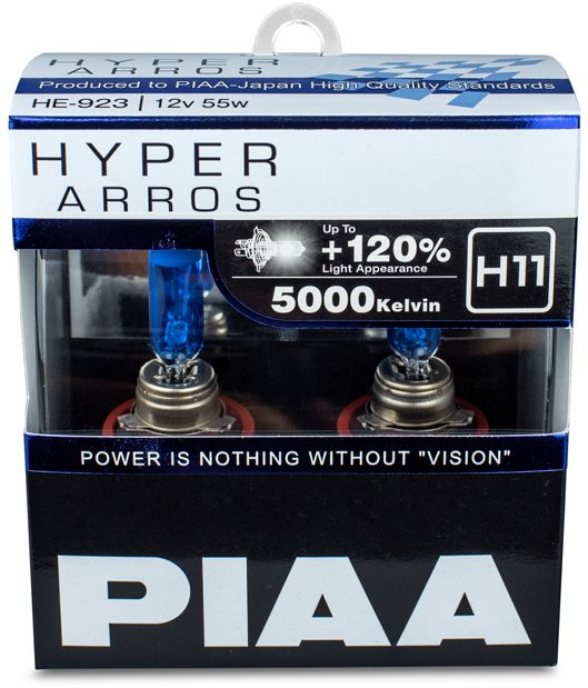 PIAA Hyper Arros 5000K H11 + 120% ragyogó fehér fény, 5000K színhőmérséklet, 2 db