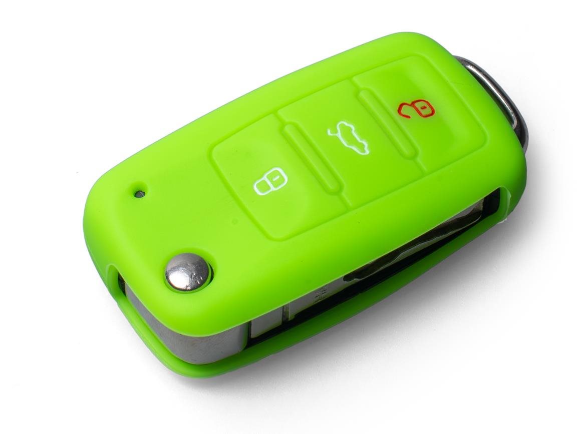 Szilikon kulcsvédő tok kiugrós VW/Seat/Škoda kulcsokhoz, zöld