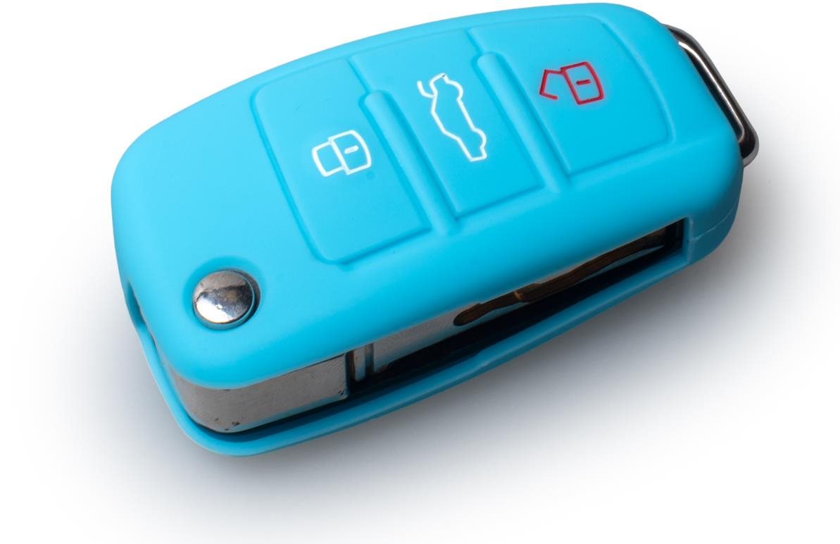 Ochranné silikonové pouzdro na klíč pro Audi s vystřelovacím klíčem, barva světle modrá