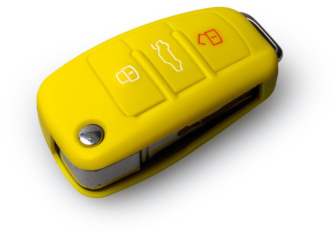 Ochranné silikonové pouzdro na klíč pro Audi s vystřelovacím klíčem, barva žlutá