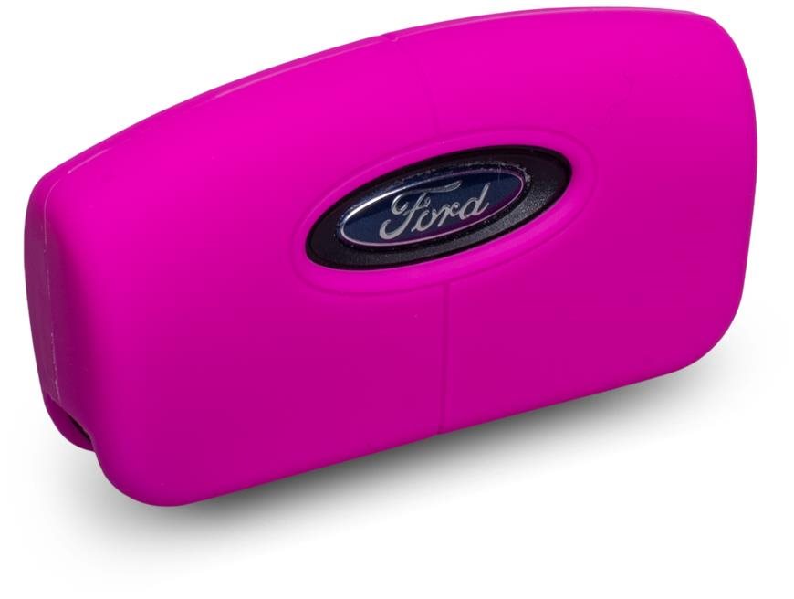 Ochranné silikonové pouzdro na klíč pro zahnutý klíč Ford, barva růžová