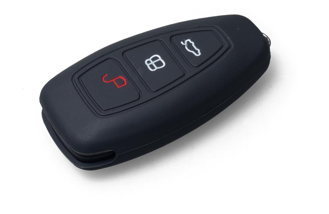 Védő szilikon kulcstartó tok Fordhoz, kilökődő kulcs nélkül, fekete színben