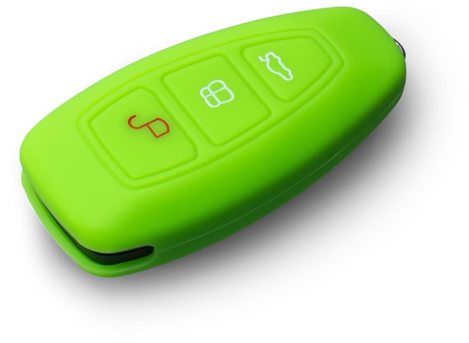 Védő szilikon kulcstartó tok Fordhoz, kilépő kulcs nélkül, zöld színben