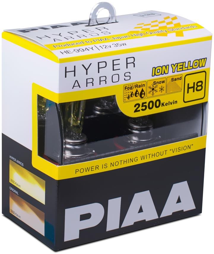 PIAA Hyper Arros Ion Yellow 2500KK H8 - meleg sárga fény 2500K extrém körülmények közötti használatra