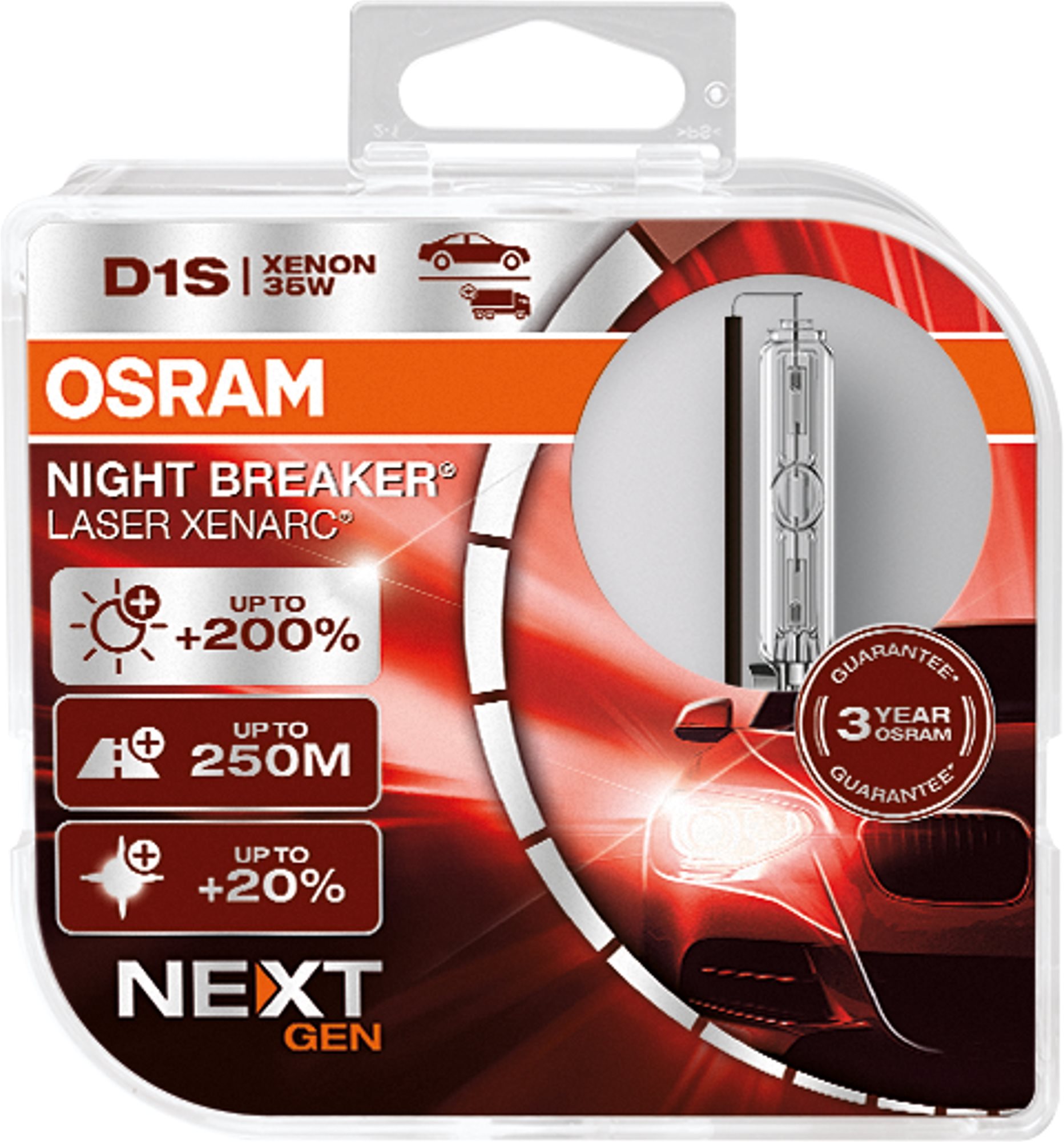 Osram Xenarc D1S Night Breaker Laser Next. gen+200% Duo Box