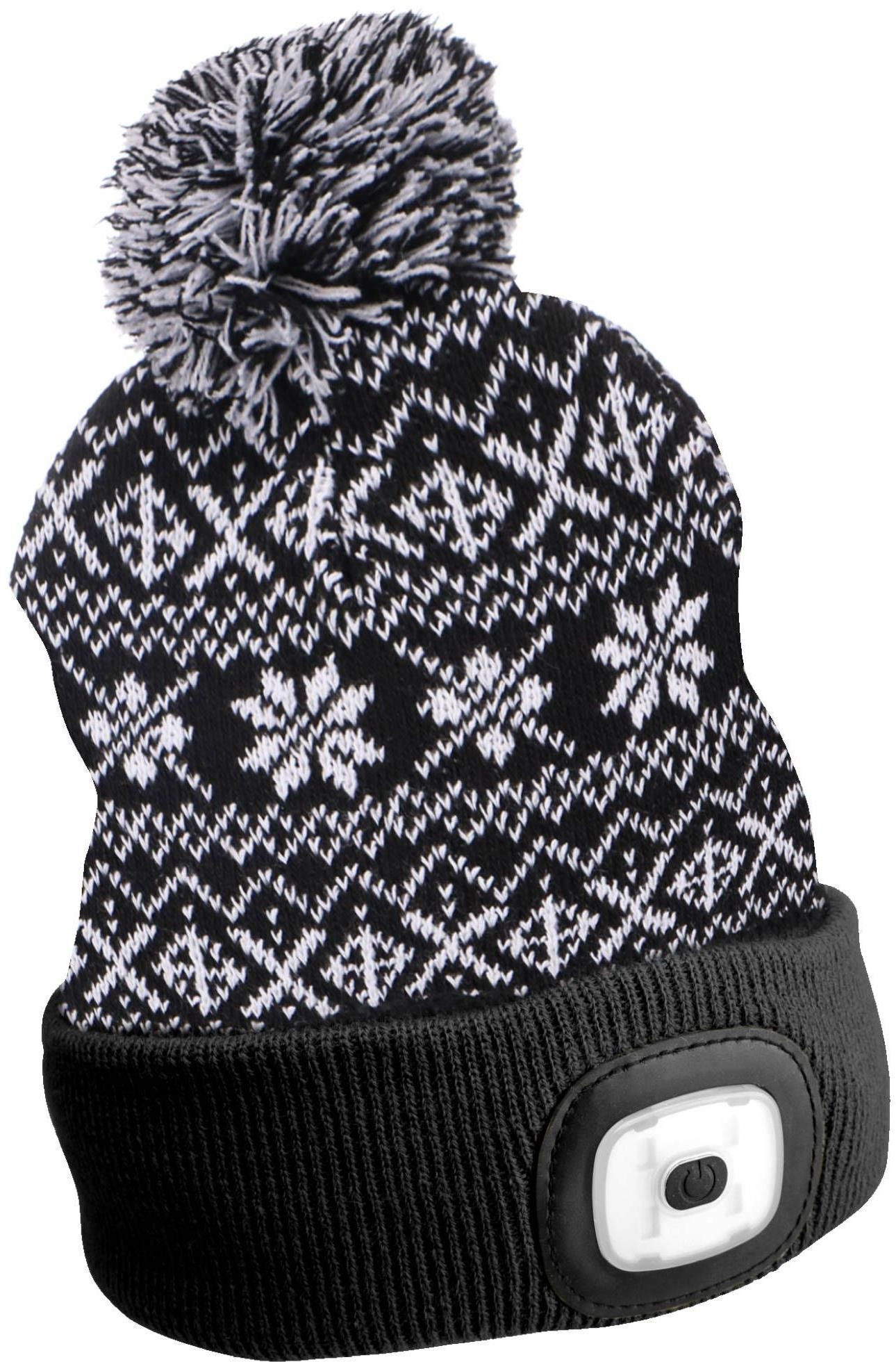 SIXTOL zimní čepice s čelovkou 180lm, nabíjecí, USB, univerzální velikost, bavlna/PE černá