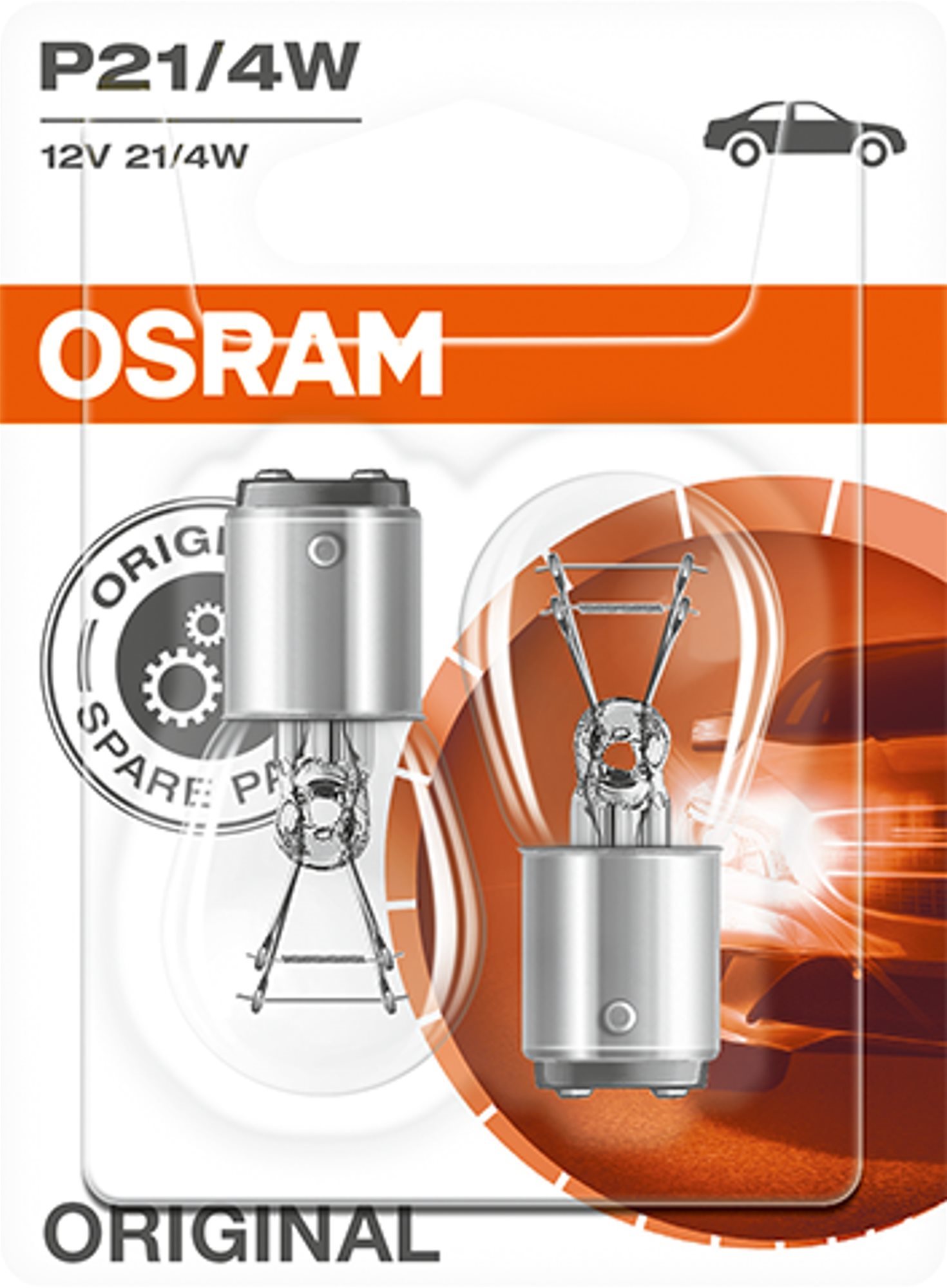 Osram Original P21/4 W, 12 V, 21/4 W, BAZ15d, 2 db