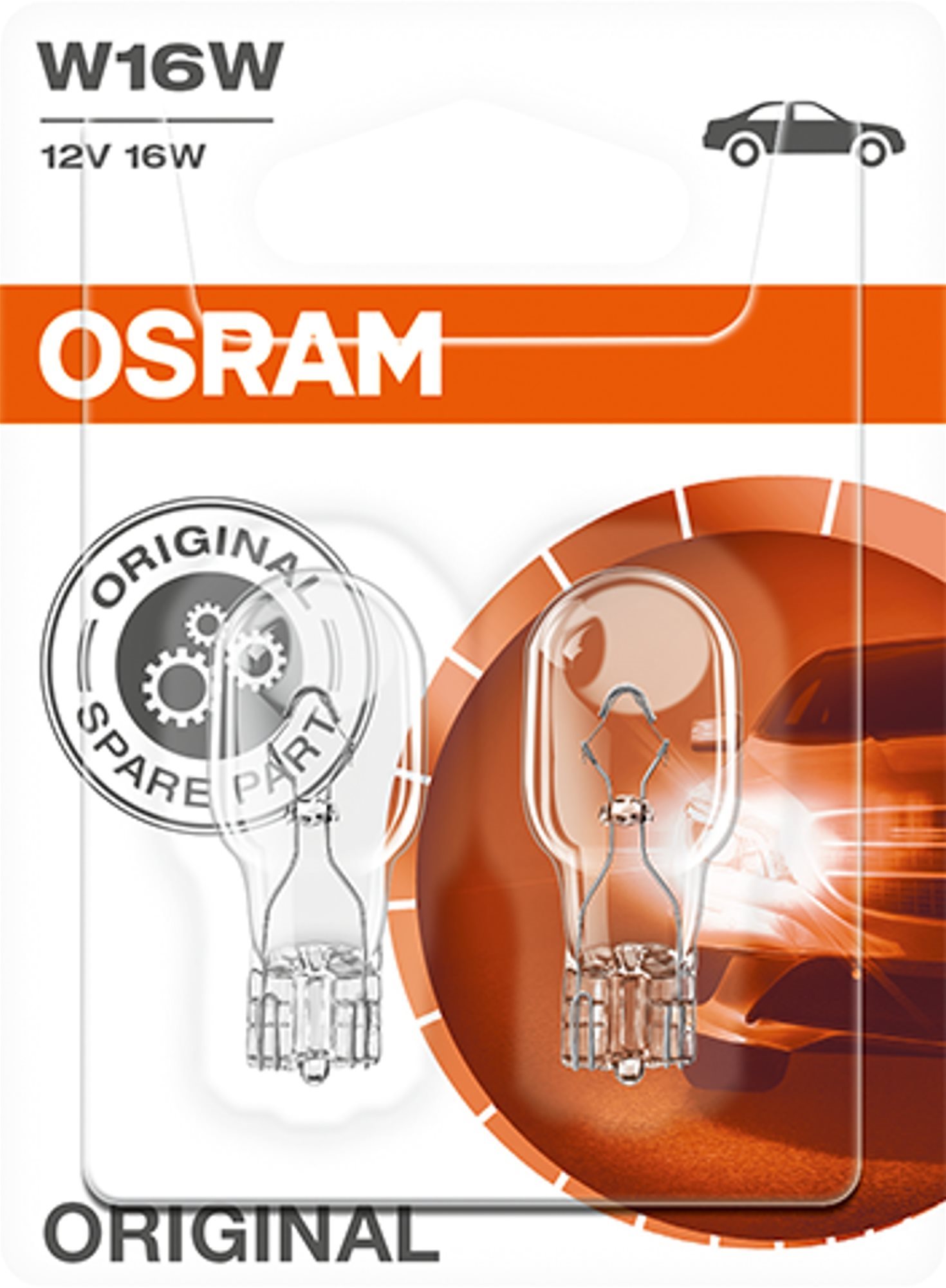 Osram Originál W16W, 12 V, 16 W, W2.1x9.5d, 2 db