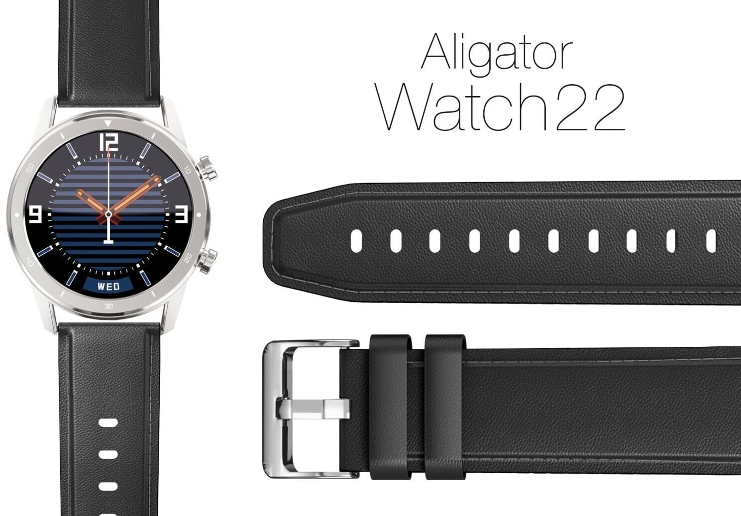 Aligator Watch 22 mm bőr - fekete