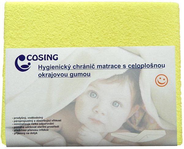 COSING Higiénikus matracvédő membránnal 120 × 60 cm - sárga