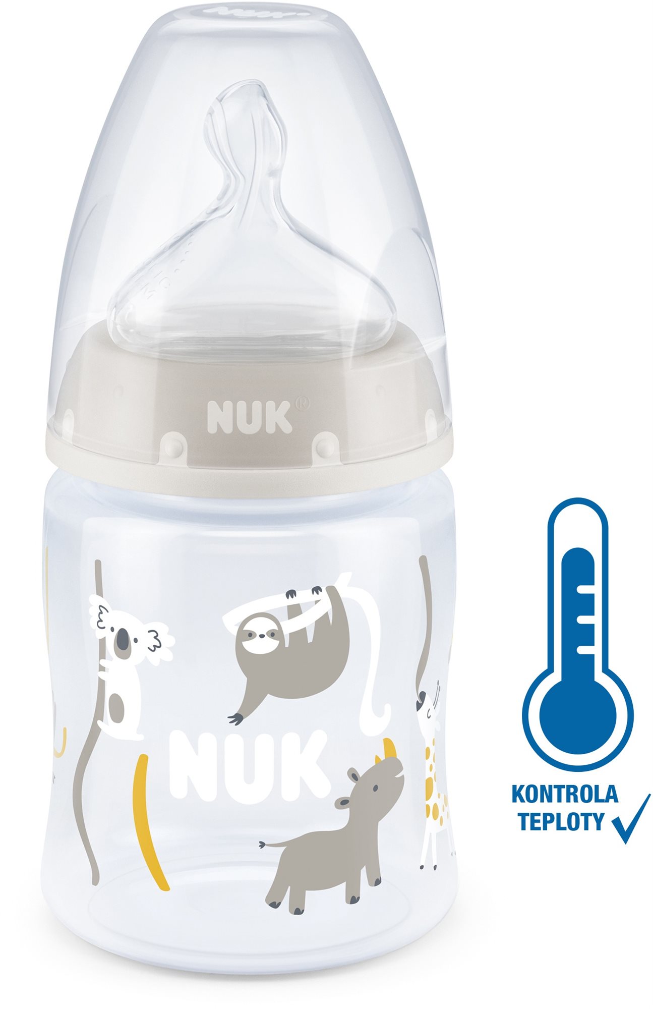 NUK FC+ Cumisüveg hőmérsékletjelzővel 150 ml bézs
