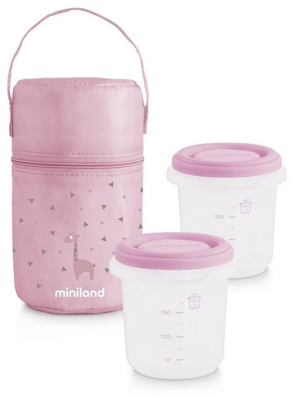MINILAND Hőszigetelő tok + étkezési csészék Rózsaszín 2 db