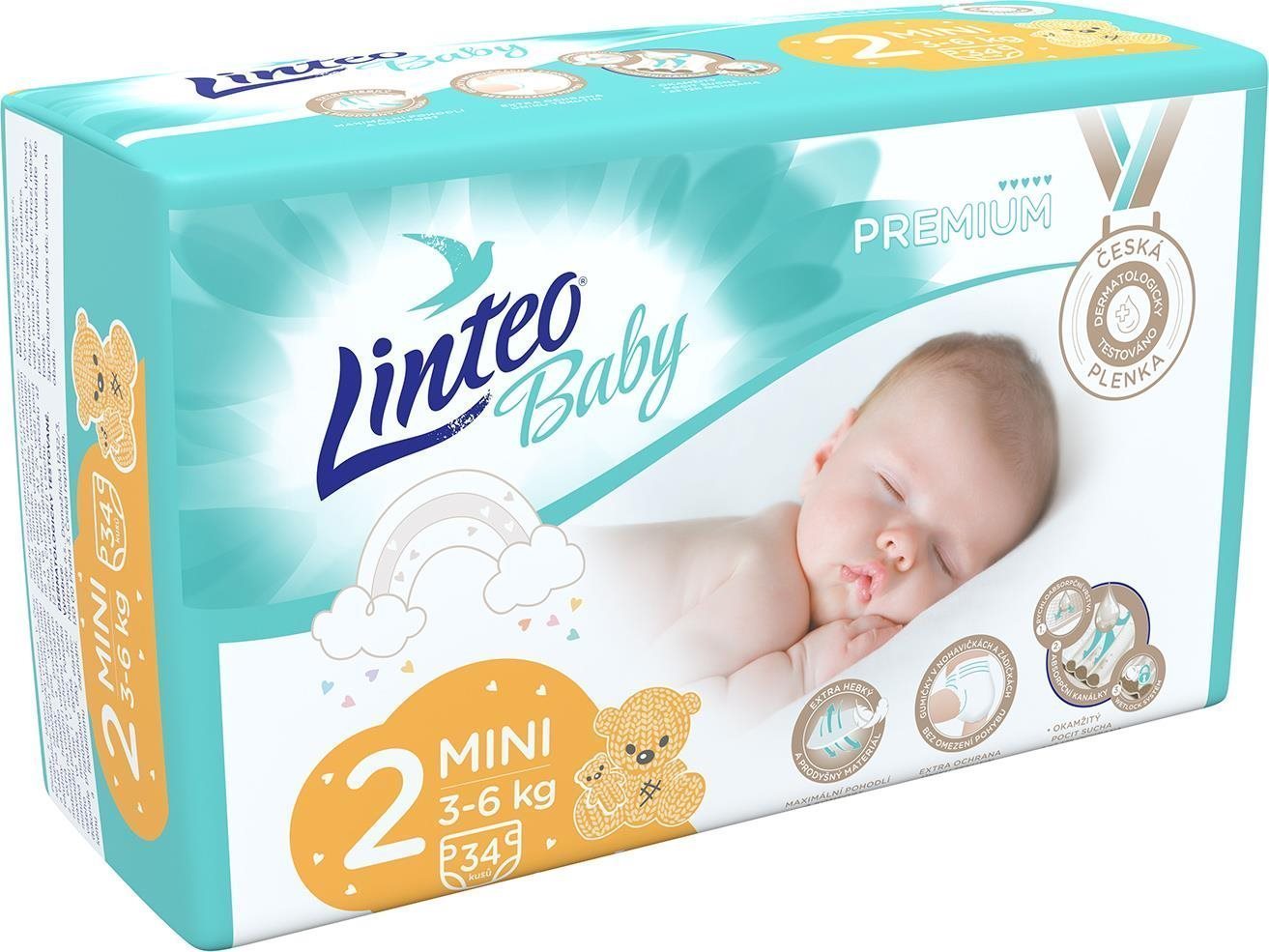 Eldobható pelenka LINTEO Baby Premium MINI (3-6 kg) 34 db