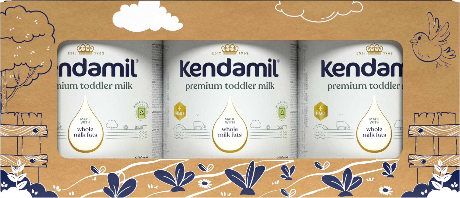 Kendamil Premium 3 HMO+ (3× 800 g), mesecsomagolás