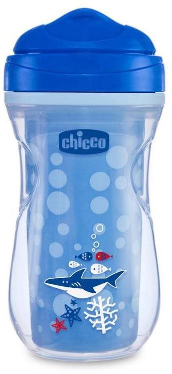 Chicco Active thermo pohár kemény itatóval 200 ml, kék, shark 14 m+