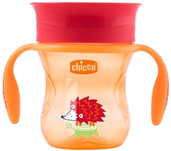 Chicco pohár Perfect 360 fogantyúval 200 ml, narancssárga 12 m+