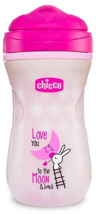 Chicco Shiny thermo fluoreszkáló pohár kemény itatóval 200 ml, rózsaszín 14 m+