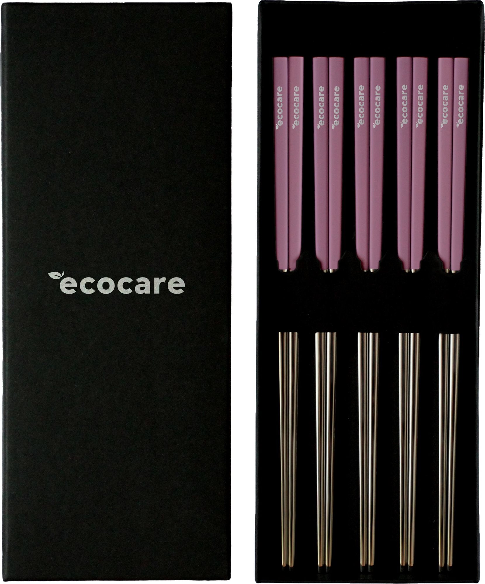 ECOCARE Box Silver-Pink fém sushi pálcika 10 db