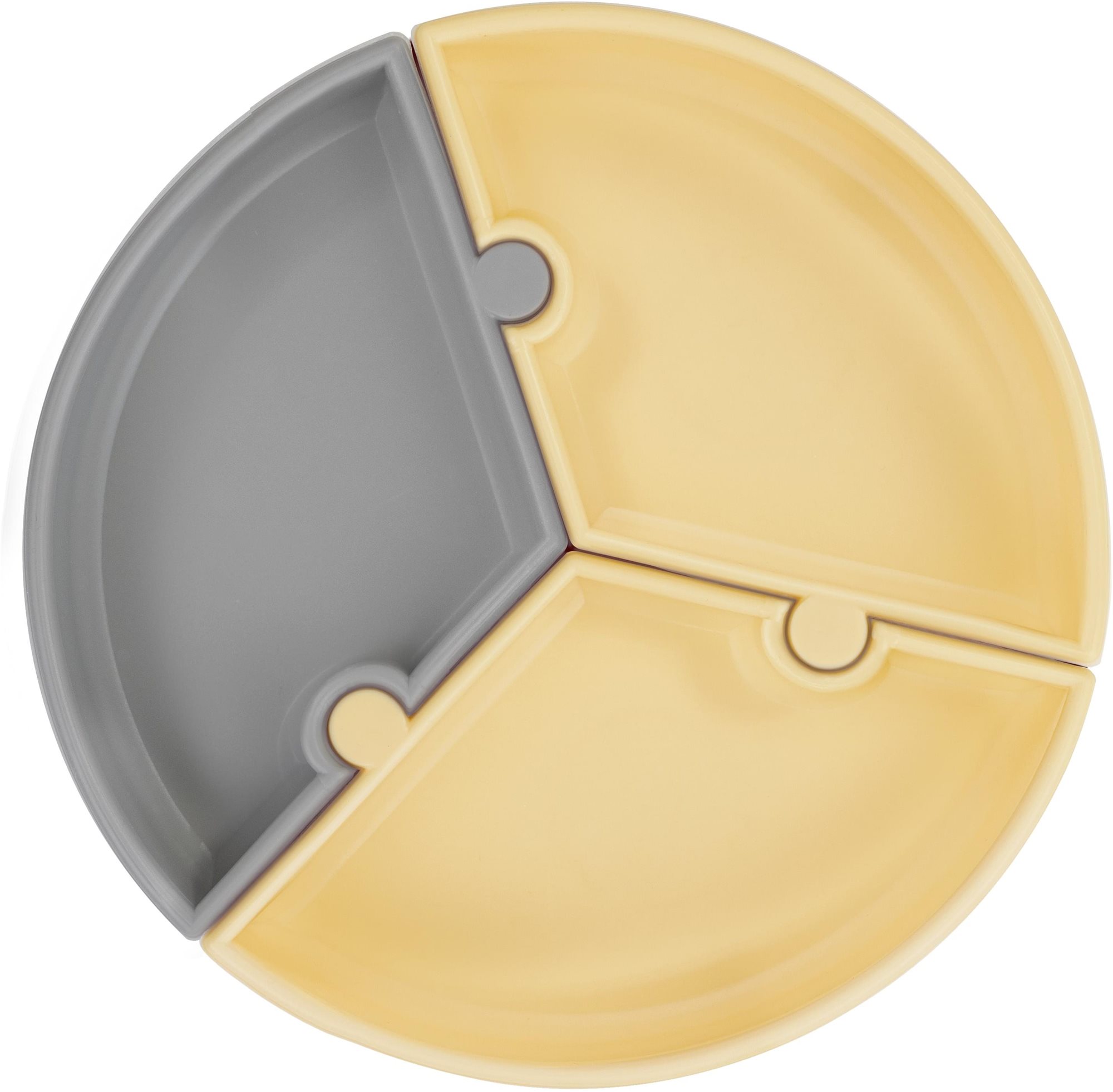 Tányér MINIKOIOI puzzle, szilikon tapadókoronggal - Grey/ Yellow