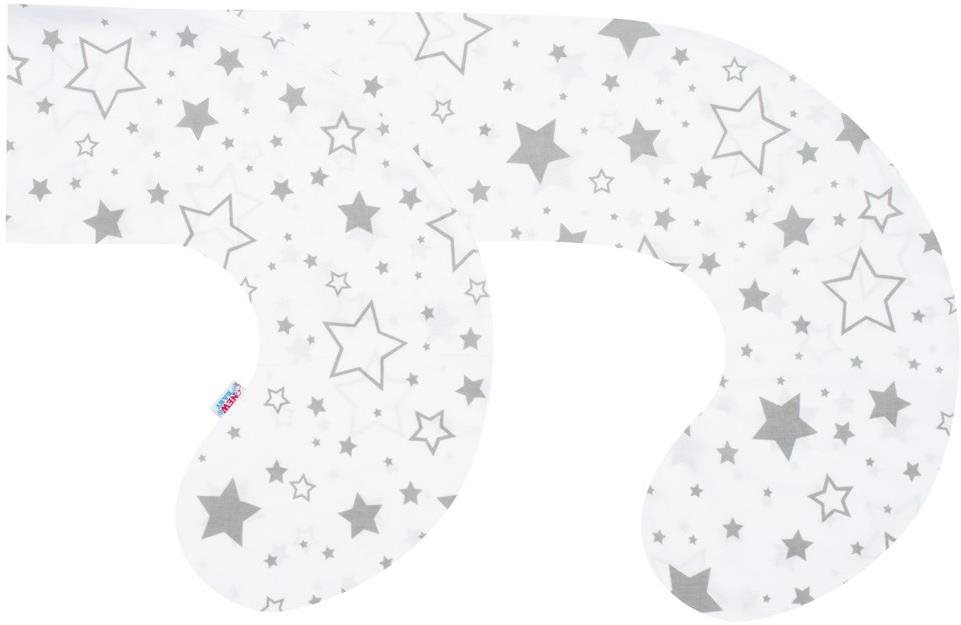 NEW BABY Huzat C alakú szoptatós párnára - csillagok, szürke