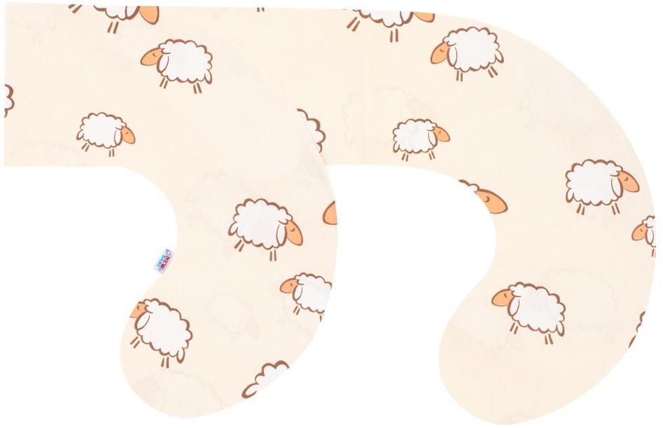 NEW BABY Huzat C alakú szoptatós párnára - báránykák, bézs