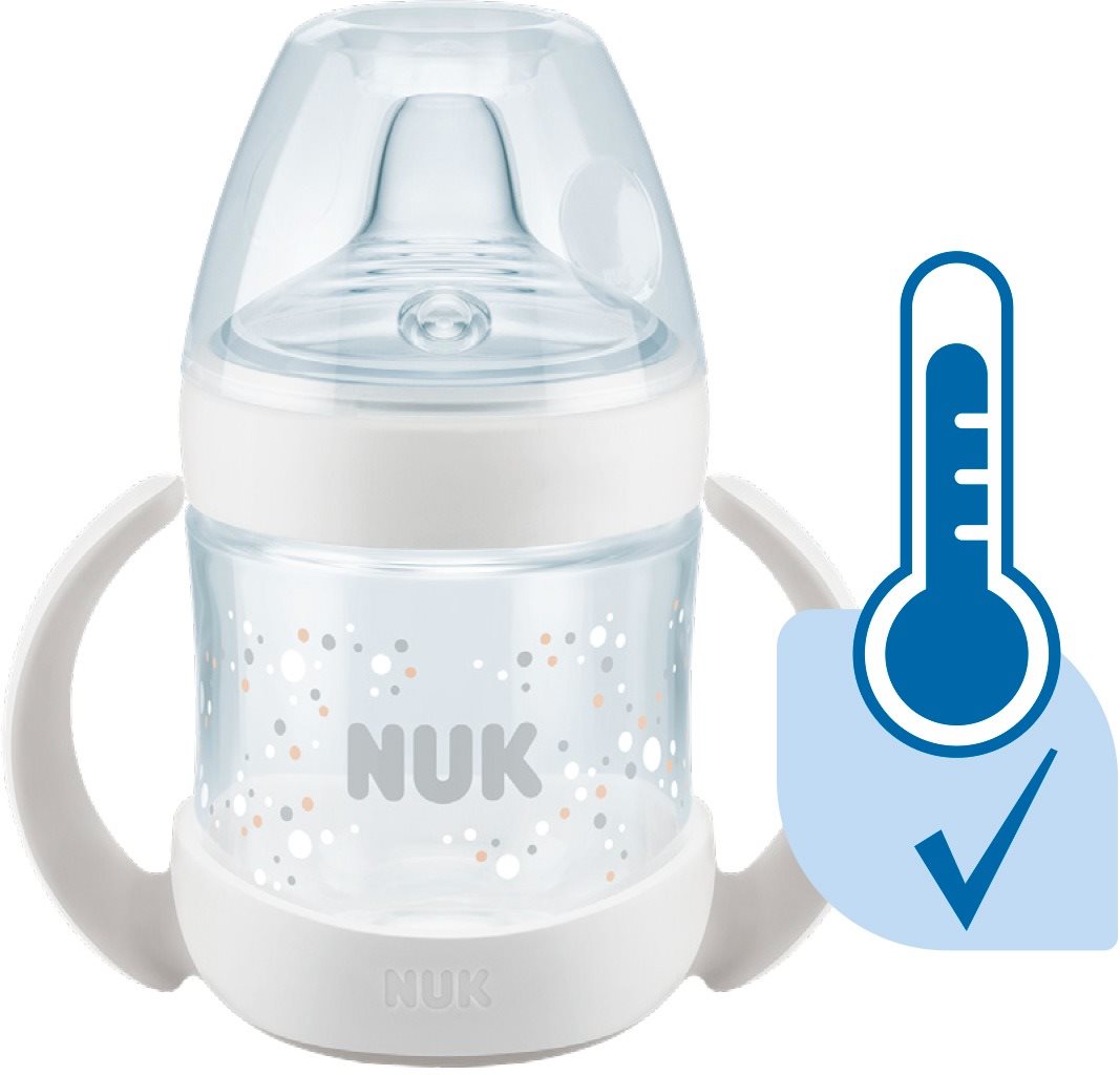 NUK Nature Sense Tanulópohár hőmérsékletjelzővel 150 ml fehér