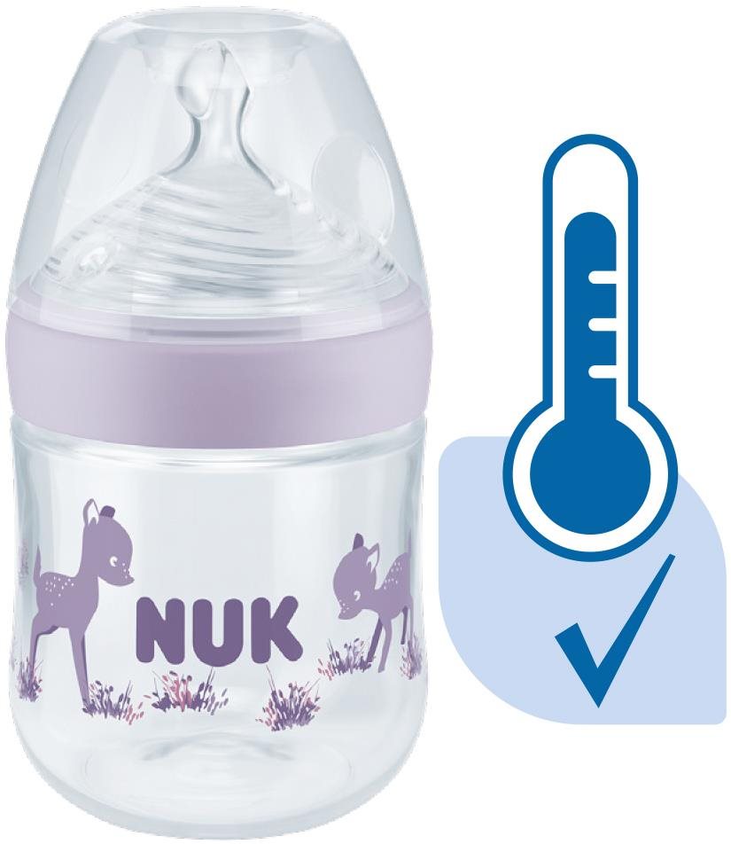NUK Nature Sense Cumisüveg hőmérsékletjelzővel 150 ml lila