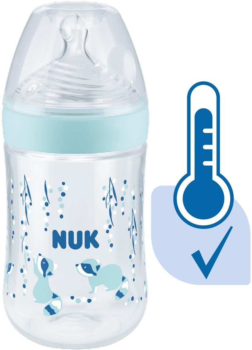 NUK Nature Sense Cumisüveg hőmérsékletjelzővel 260 ml türkiz