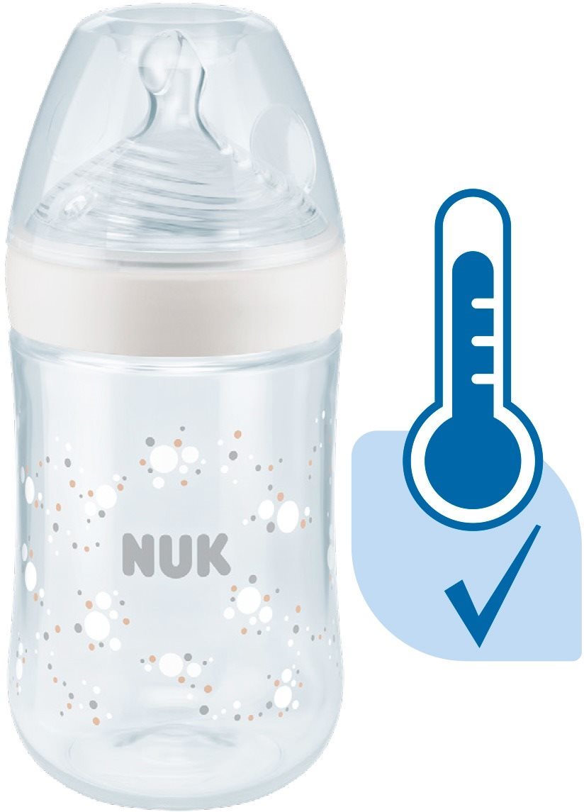 NUK Nature Sense Cumisüveg hőmérsékletjelzővel 260 ml fehér