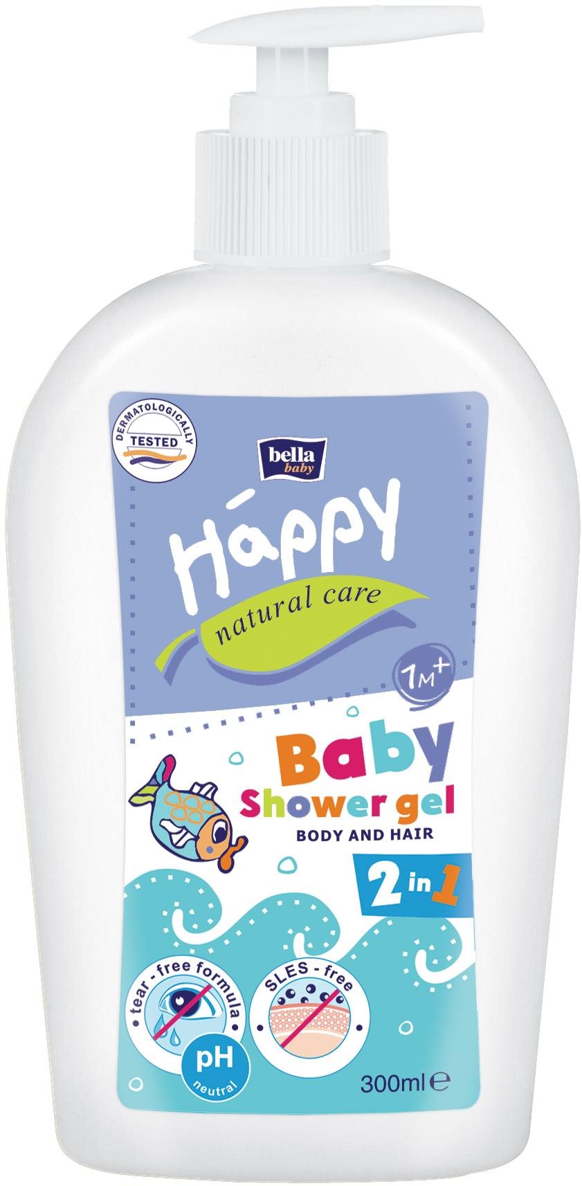 Bella Baby Happy Natural Care tusfürdő és sampon, 300 ml