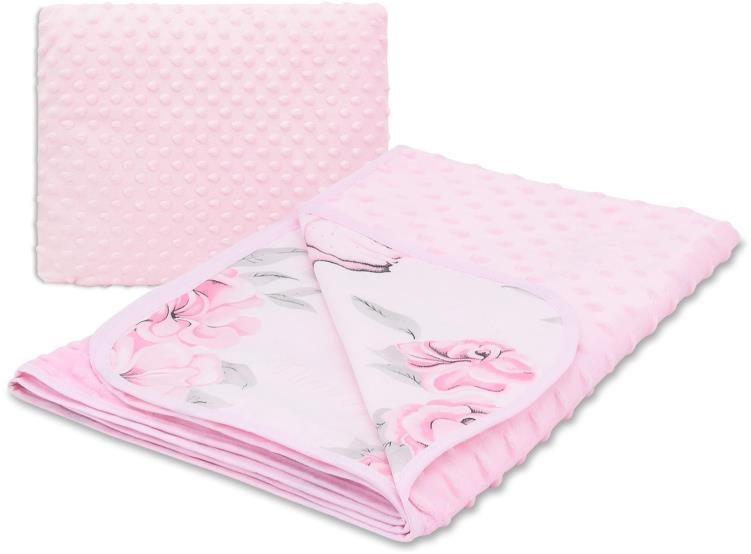 COSING Minky nyári takaró 100×75 cm - Pünkösdirózsák flamingókkal, rózsaszín