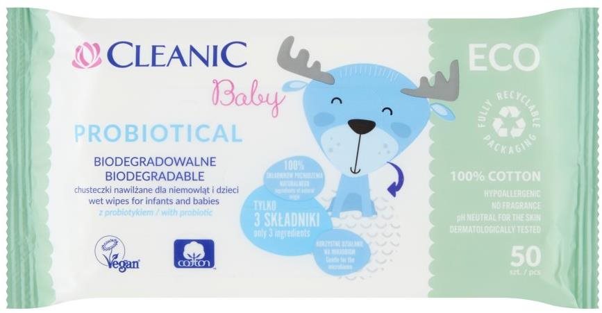 Popsitörlő CLEANIC Baby Probiotical EKO 50 db