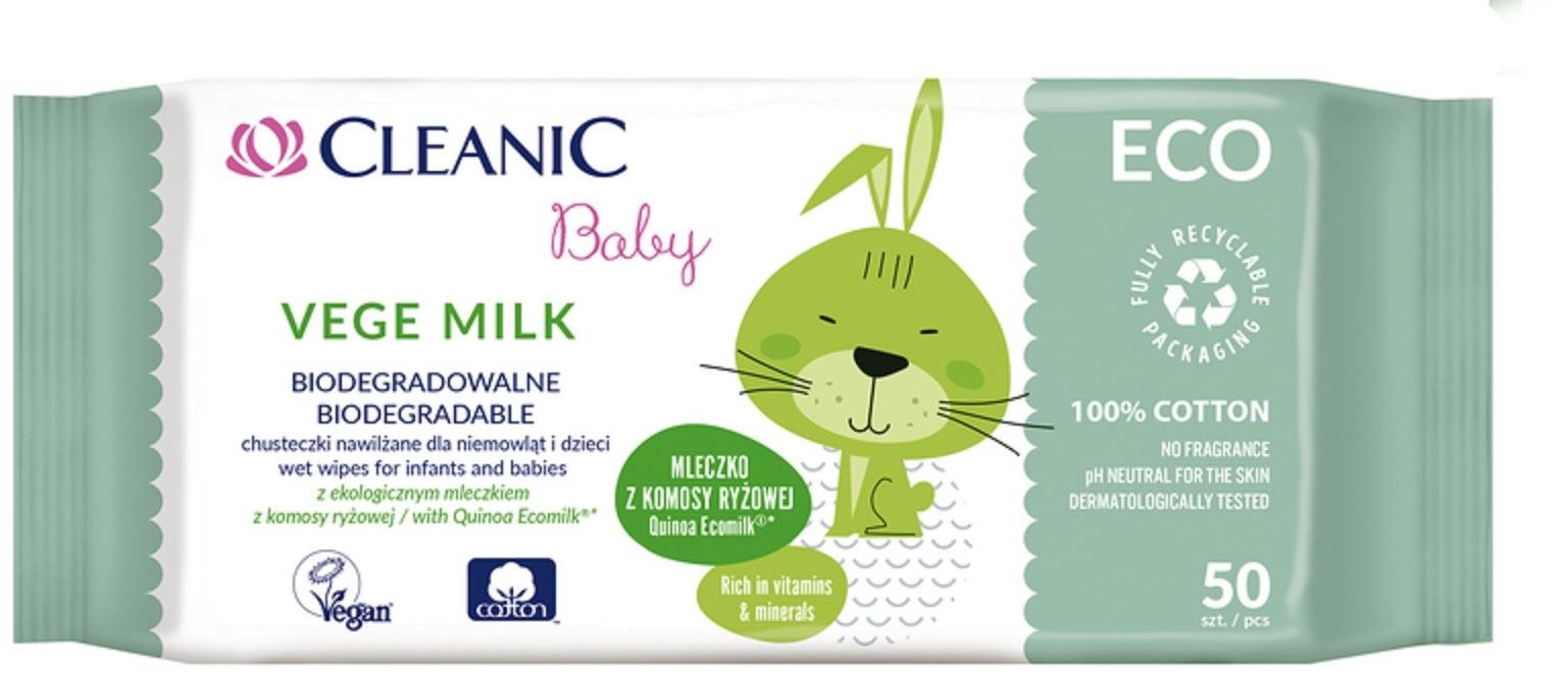 Popsitörlő CLEANIC Baby ECO Vege Milk 50 db