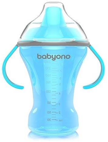 Tanulópohár BabyOno Csöpögésmentes bögre kemény szájrésszel 260 ml, kék