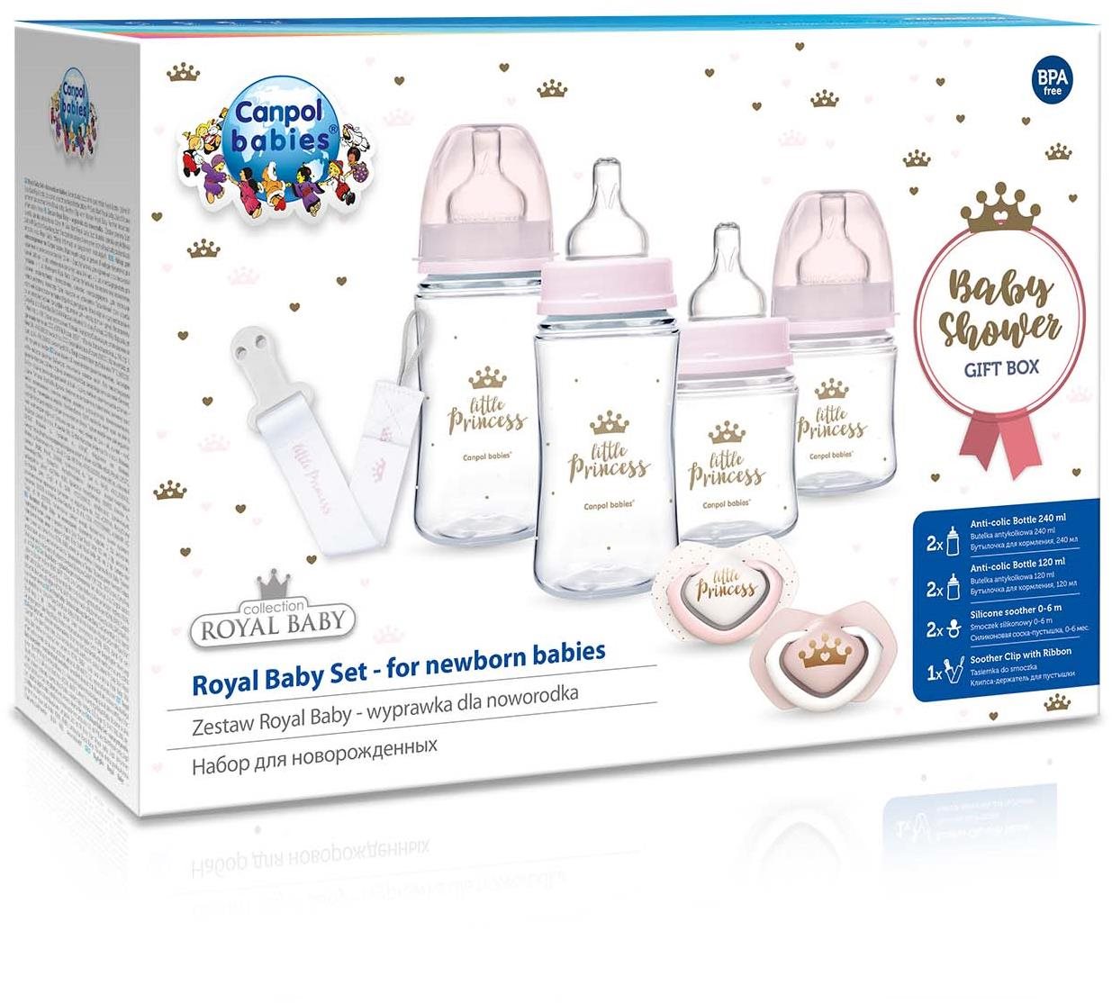 Canpol babies Royal Baby ajándékkészlet újszülött számára, rózsaszín