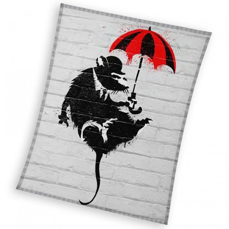 CARBOTEX Gyerek pléd Banksy patkány esernyővel 150×200 cm