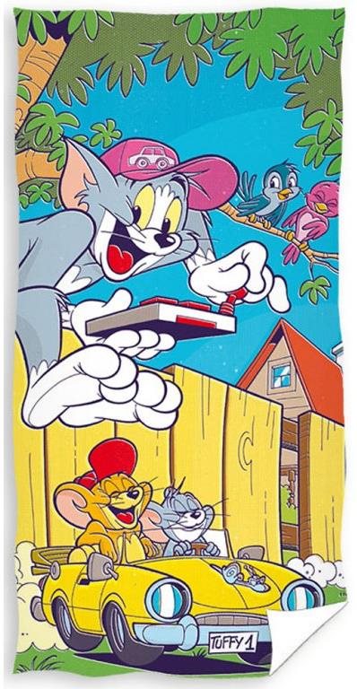 CARBOTEX Tom és Jerry sárga kabrióban 70×140 cm