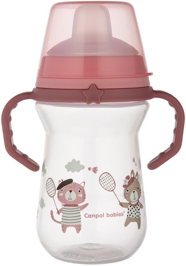 Canpol babies FirstCup Bonjour Paris Pohár szilikon itatóval 250 ml, rózsaszín