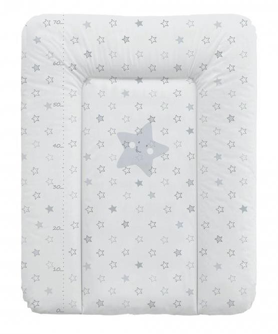 CEBA BABY puhe pelenkázó alátét komódra 50 × 70 cm, szürke csillagok