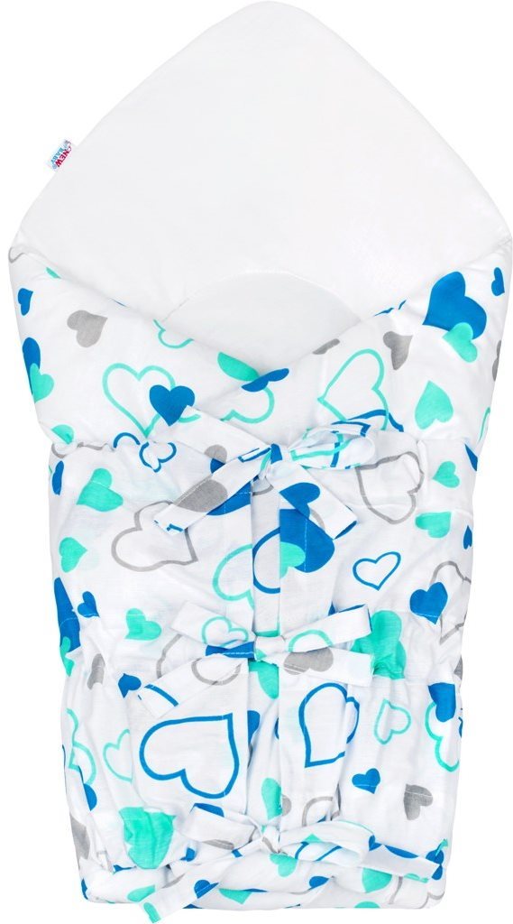 New Baby Klasszikus megkötős pólya - kék szívecskék