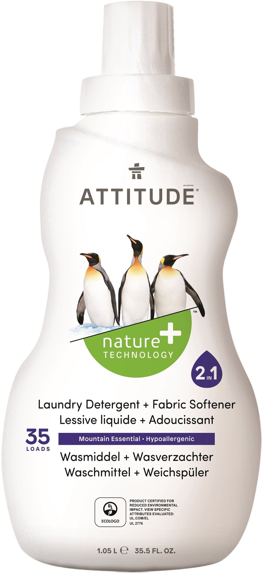 Öko-mosógél ATTITUDE 2 az 1-ben Mountain Essentials illattal 1,05 l (35 mosás)