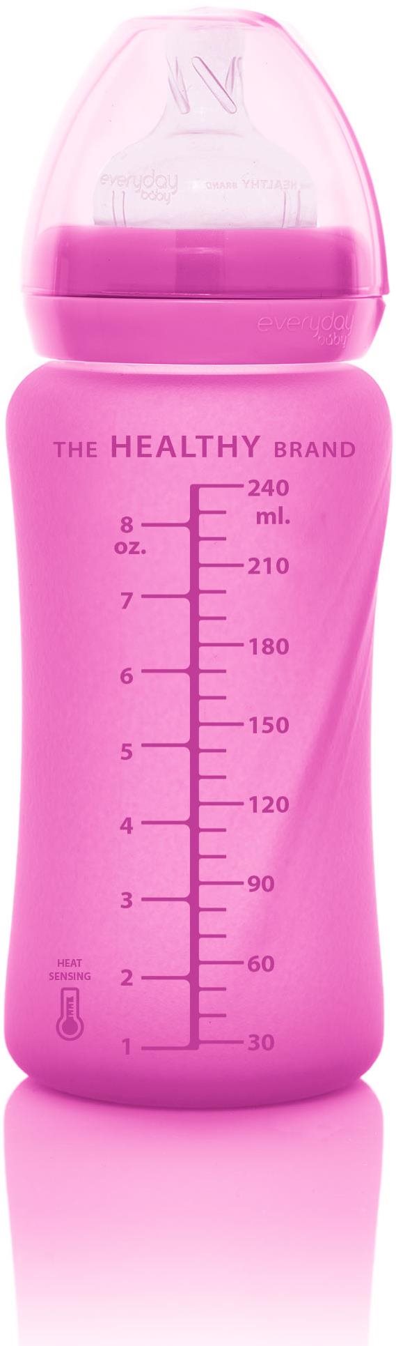 Everyday Baby láhev sklo s teplotním senzorem 240 ml Pink