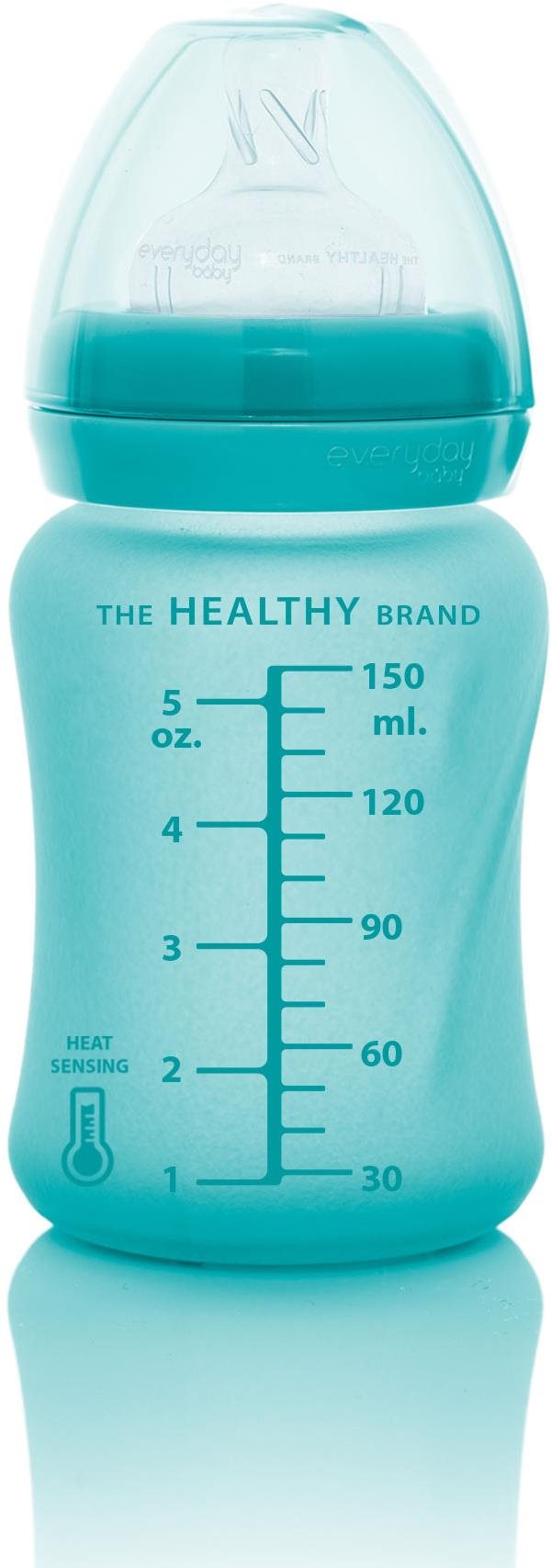 Everyday Baby láhev sklo s teplotním senzorem 150 ml Turquoise