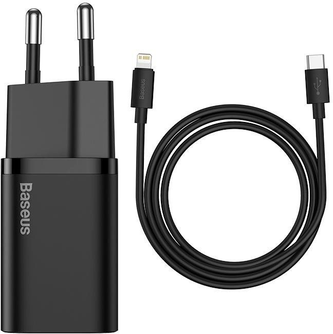 Baseus Super SI USB-C 20W töltőfej + 1m USB-C to Lightning kábel - fekete
