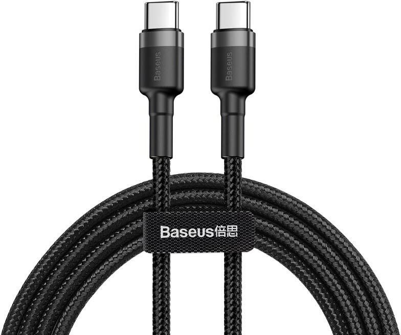Adatkábel Baseus Cafule Series USB-C to USB-C PD2.0 60W, Flash, 2m, szürke - fekete