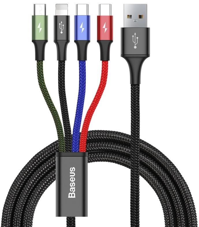 Baseus 4 az 1-ben Lightning + 2* USB-C + Micro USB 3,5A, 1,2m, fekete