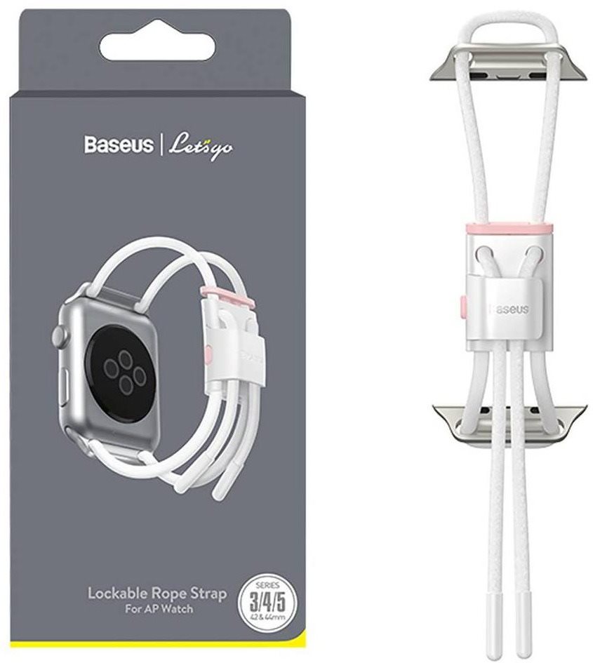 Baseus Lockable Rope Strap pro Apple Watch 42/44/45/Ultra 49mm White&Pink