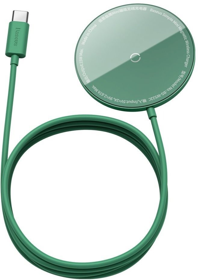 Baseus Mini Magnetic Wireless Charger USB-C cable 1,5m 15W Green