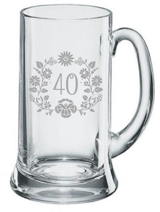 B.Bohemian Pintes söröskorsó 0,5 l 40 éves jubileum virágos motívum
